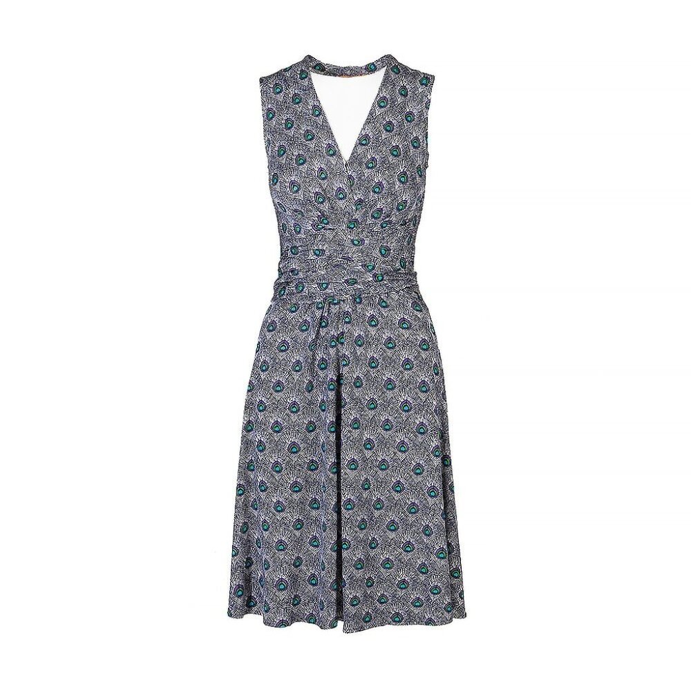 Tory Burch Theona Peacock Print Silk Wrap Dress